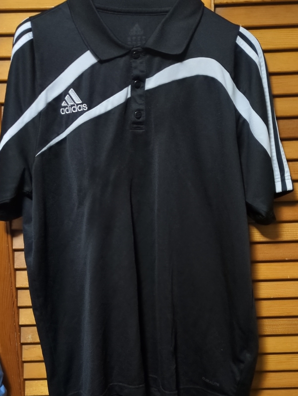 Adidas Black Polo with White Stripe Accents